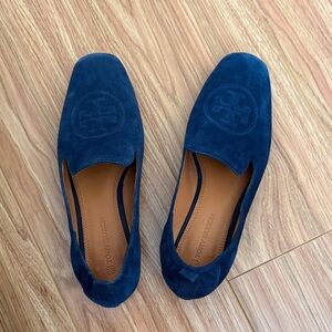 Tory Burch womens Navy Suede Slip-Ons